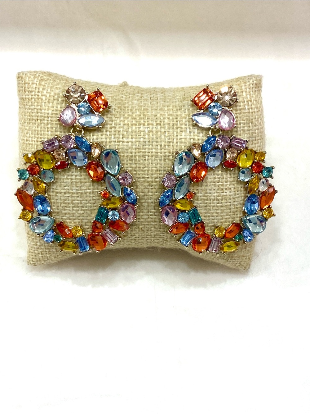 J. Crew Multicolor Crystal Hoop Drop Earrings in Gold-Tone - Picture 4 of 6